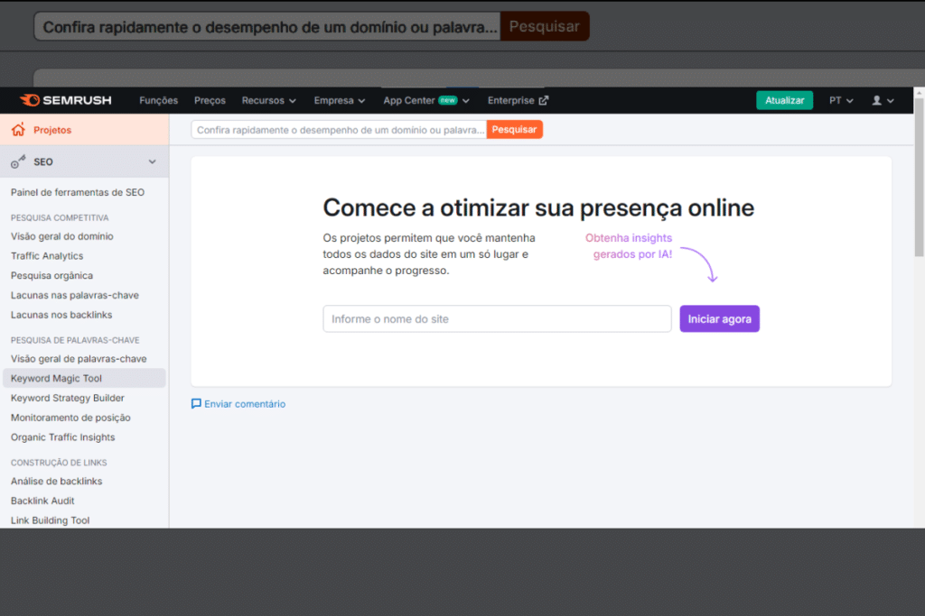 Imagem da ferramente SEMrush