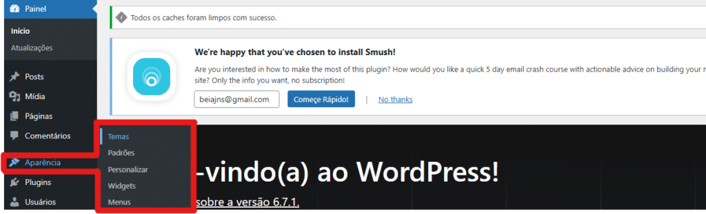 Ativação do tema do wordpress representando Como criar um blog